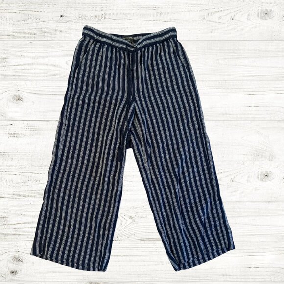 J Crew Wide Leg Blue and White Striped pants Linen XS - Picture 1 of 3